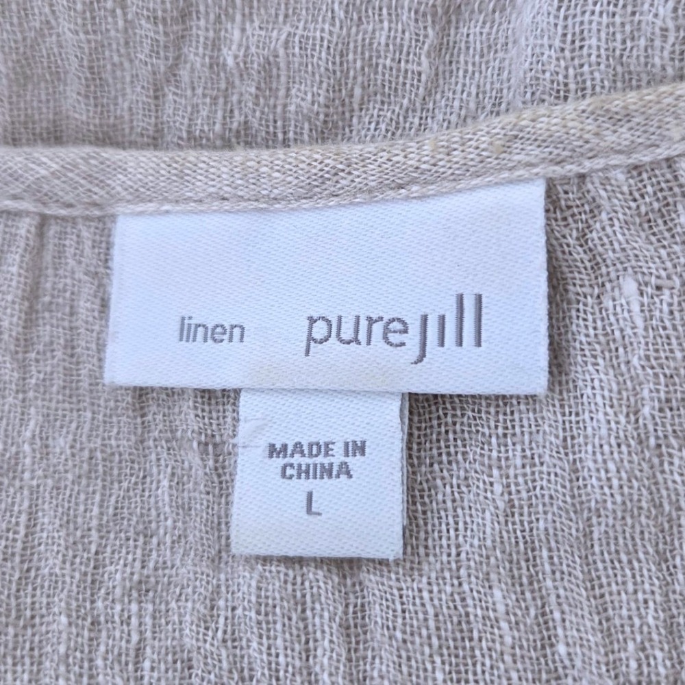 J. Jill Pure Jill Women Linen Lagenlook Button-Down Crinkle Shirt Cardigan Sz L - Picture 4 of 6